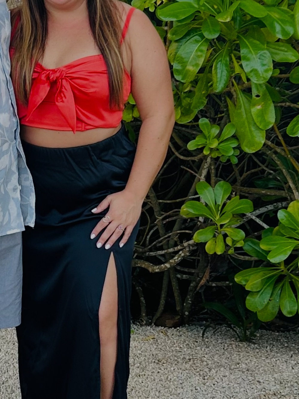 A New Day Black Satin Maxi Skirt with Slit - Picture 2 of 7